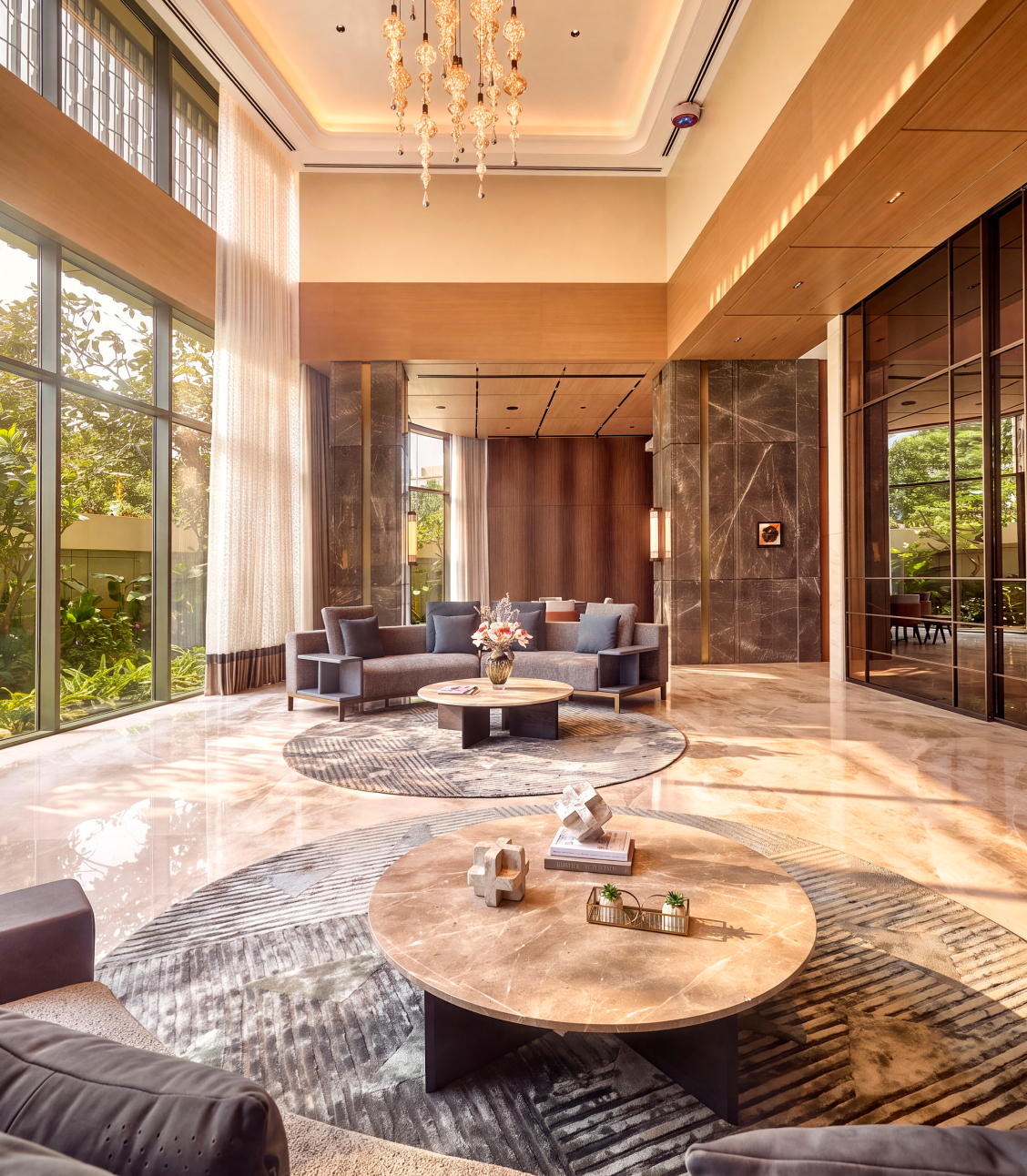 27 foot double height grand entrance lobby